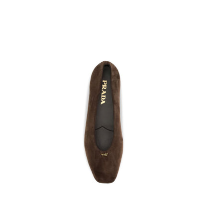 Prada Braune Kalbsleder-Ballerinas Bos Taurus