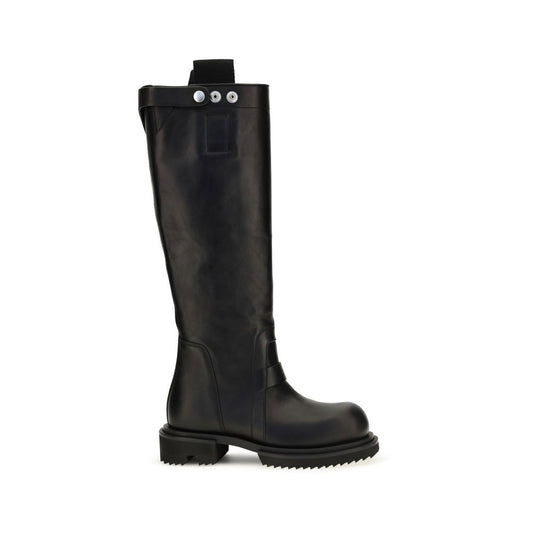 Rick Owens Schwarze Regen-Stiefel aus Kalbsleder Bos Taurus