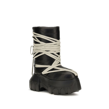 Rick Owens Schwarze Schnürstiefel aus Kalbsleder Bos Taurus