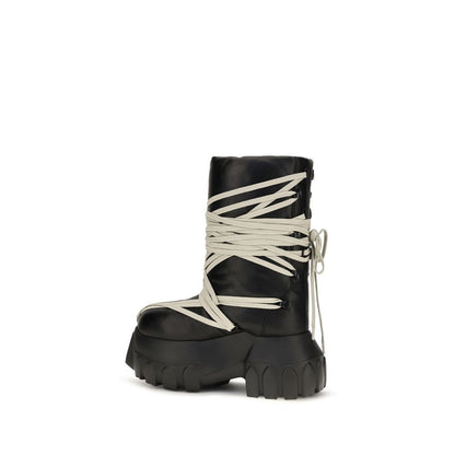 Rick Owens Schwarze Schnürstiefel aus Kalbsleder Bos Taurus