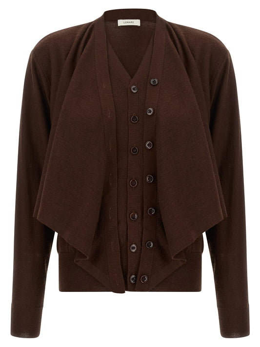 Lemaire Bordeaux Woll-Strickjacke