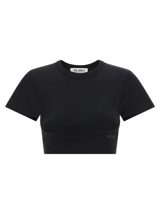 The Attico T-shirt da donna Nera in Cotone
