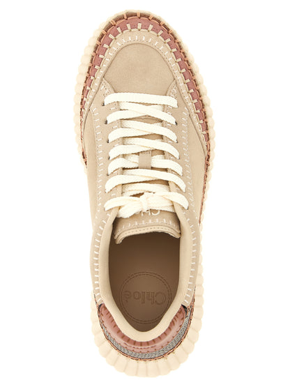 Chloé Beige Polyester Keilabsatz-Sandalen