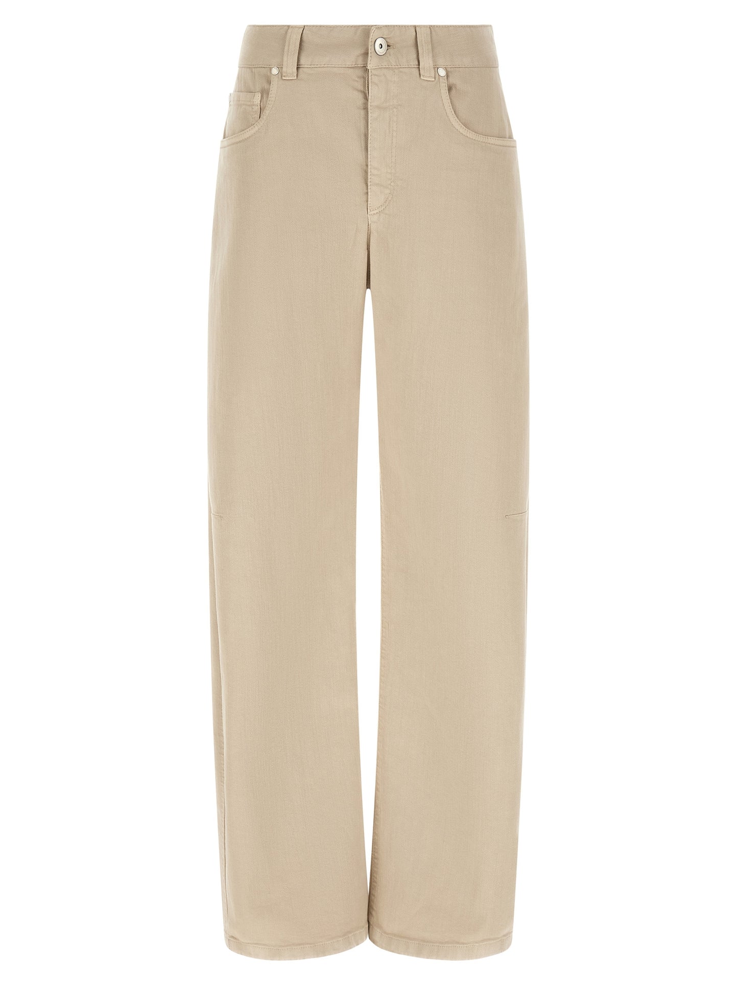 Brunello Cucinelli Beige Baumwoll Jeans im Relaxed Fit