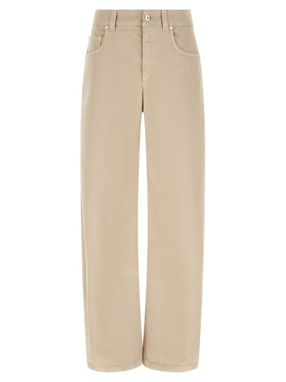 Brunello Cucinelli Beige Baumwoll Jeans im Relaxed Fit