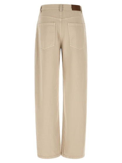 Brunello Cucinelli Beige Baumwoll Jeans im Relaxed Fit