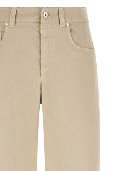 Brunello Cucinelli Beige Baumwoll Jeans im Relaxed Fit