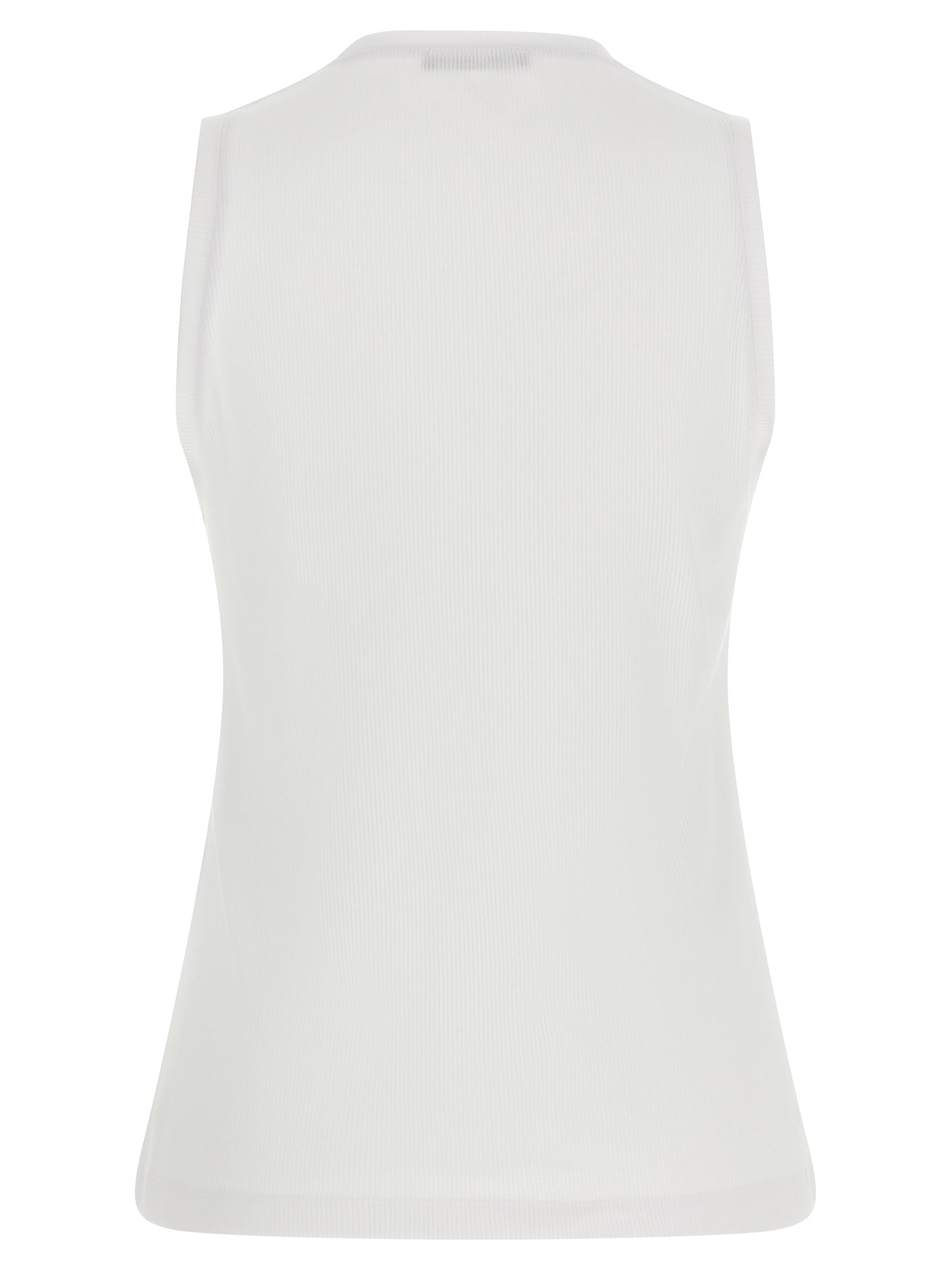 Balmain Weißes ärmelloses Baumwoll-T-Shirt