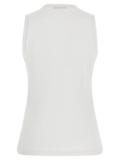Balmain Weißes ärmelloses Baumwoll-T-Shirt