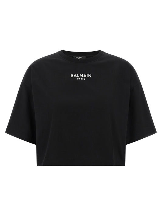 Balmain Schwarzes Baumwoll-T-Shirt