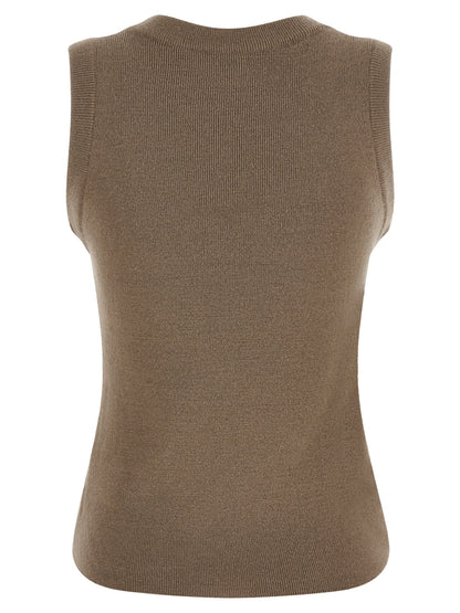 Giuseppe Di Morabito Ärmelloses T-Shirt aus reiner Schurwolle in Beige