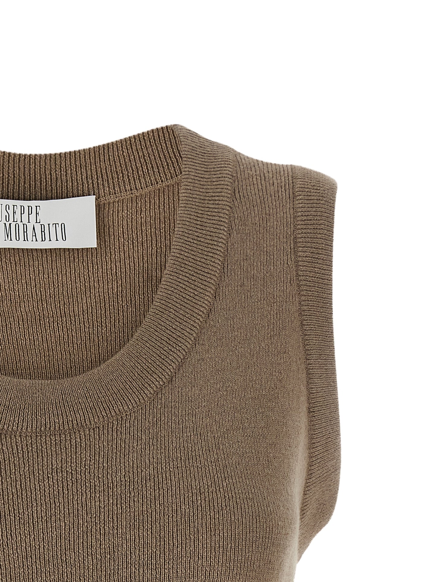 Giuseppe Di Morabito Ärmelloses T-Shirt aus reiner Schurwolle in Beige