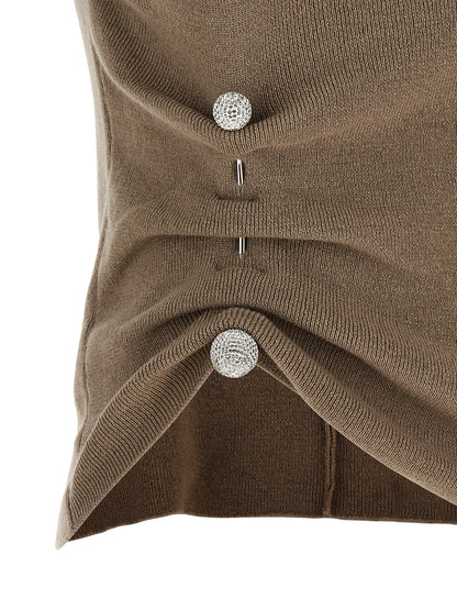 Giuseppe Di Morabito Ärmelloses T-Shirt aus reiner Schurwolle in Beige
