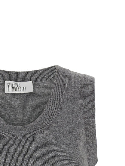Giuseppe Di Morabito Grauer Ärmelloser Pullover aus reiner Schurwolle