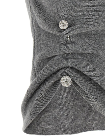 Giuseppe Di Morabito Grauer Ärmelloser Pullover aus reiner Schurwolle