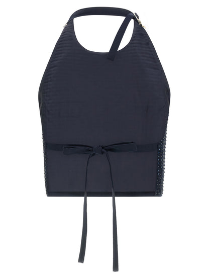 PINKO Arbaia Blue Rhinestone Halterneck Top