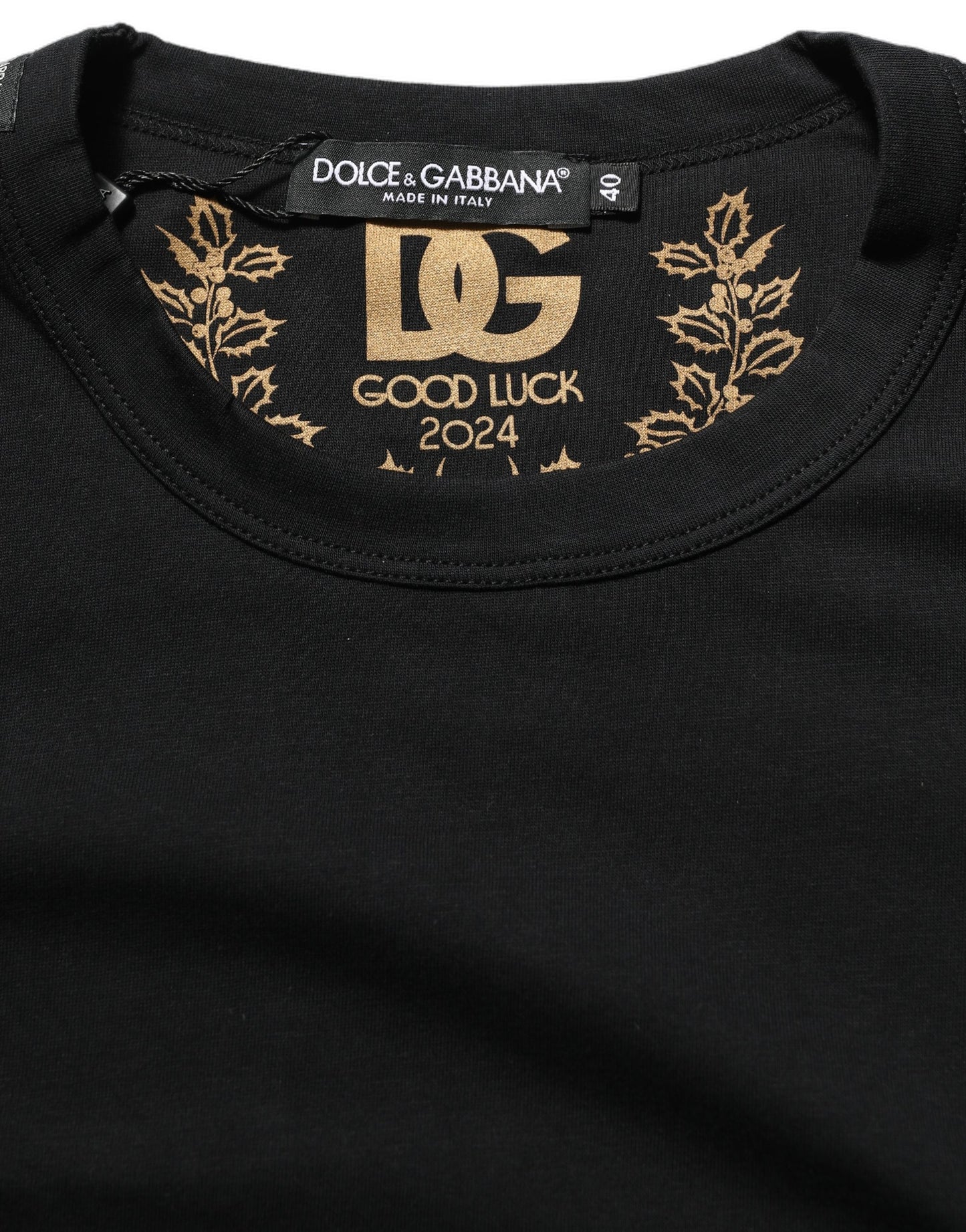 Dolce & Gabbana Schwarzes Baumwoll-T-Shirt mit Rundhalsausschnitt und kurzen Ärmeln