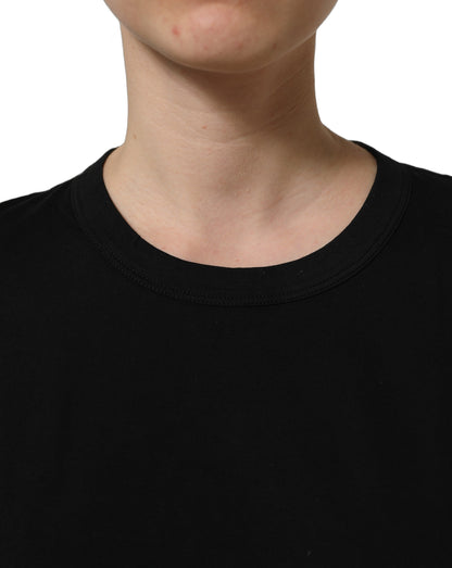 Dolce & Gabbana Schwarzes Baumwoll-T-Shirt mit Rundhalsausschnitt und kurzen Ärmeln