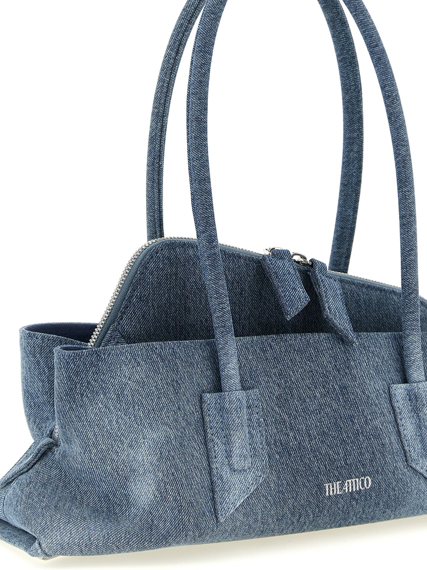 The Attico Blaue Baumwoll-Umhängetasche
