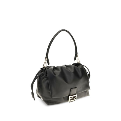 Fendi Schwarze Bos Taurus Kalbsleder Schultertasche