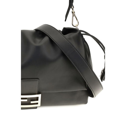 Fendi Schwarze Bos Taurus Kalbsleder Schultertasche