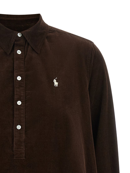 Polo Ralph Lauren Kurzes Kleid aus brauner Baumwolle