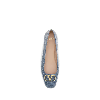 Valentino Garavani Ballerinas aus blauem Kalbsleder Bos Taurus