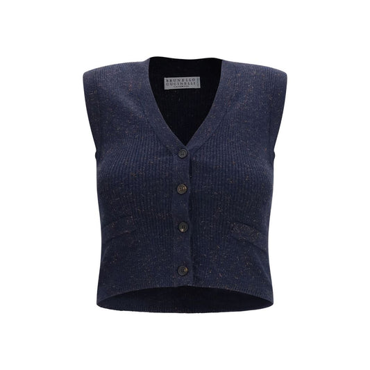 Brunello Cucinelli Gilet da donna Blu in Cashmere