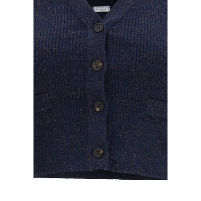 Brunello Cucinelli Blauer Kaschmir-Strickweste