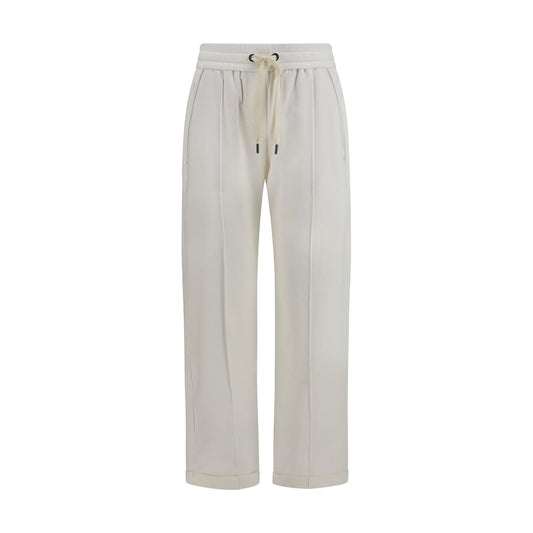 Pantaloni della tuta in cotone bianco Brunello Cucinelli