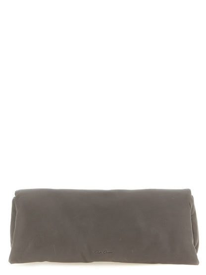 Rick Owens Graue Clutch aus Kalbsleder