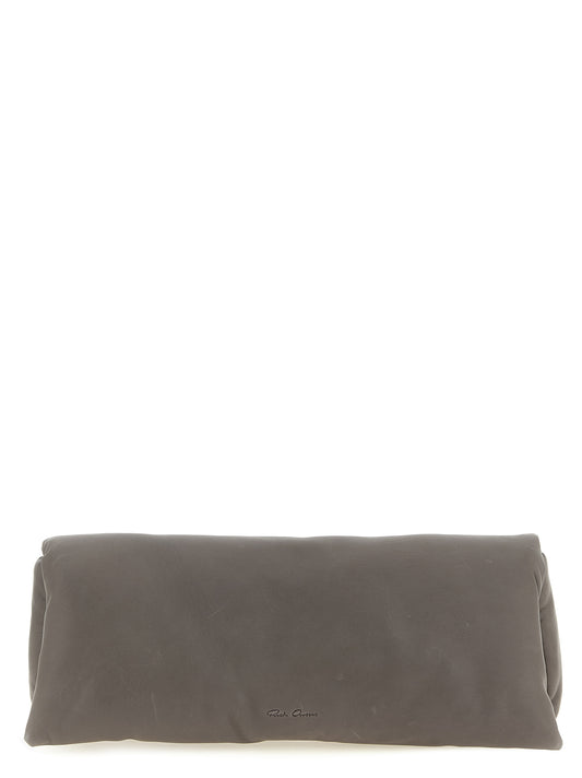 Rick Owens Graue Clutch aus Kalbsleder