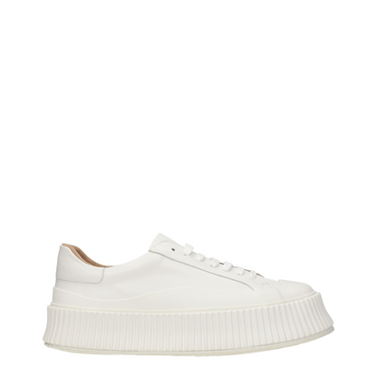 Jil Sander Weiße Leder Plateau-Sneaker