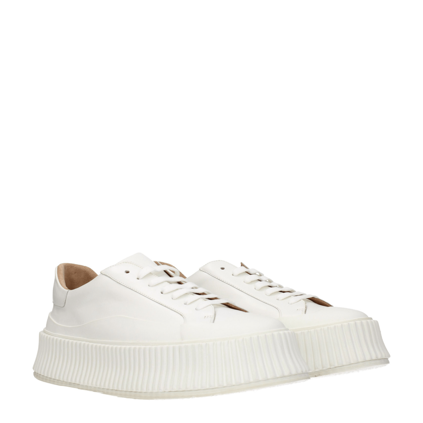 Jil Sander Weiße Leder Plateau-Sneaker