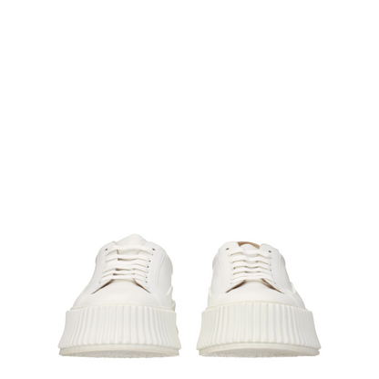 Jil Sander Weiße Leder Plateau-Sneaker