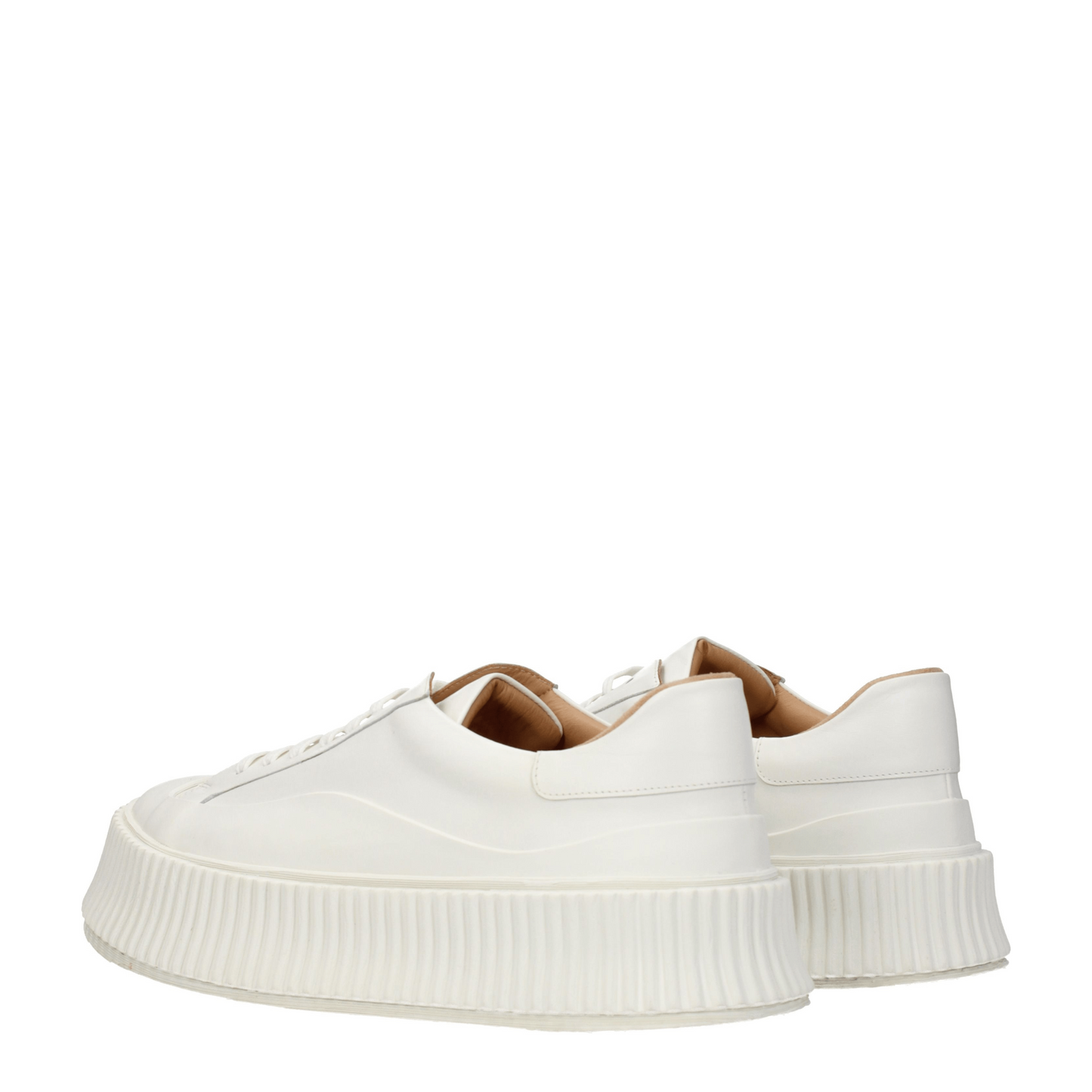 Jil Sander Weiße Leder Plateau-Sneaker