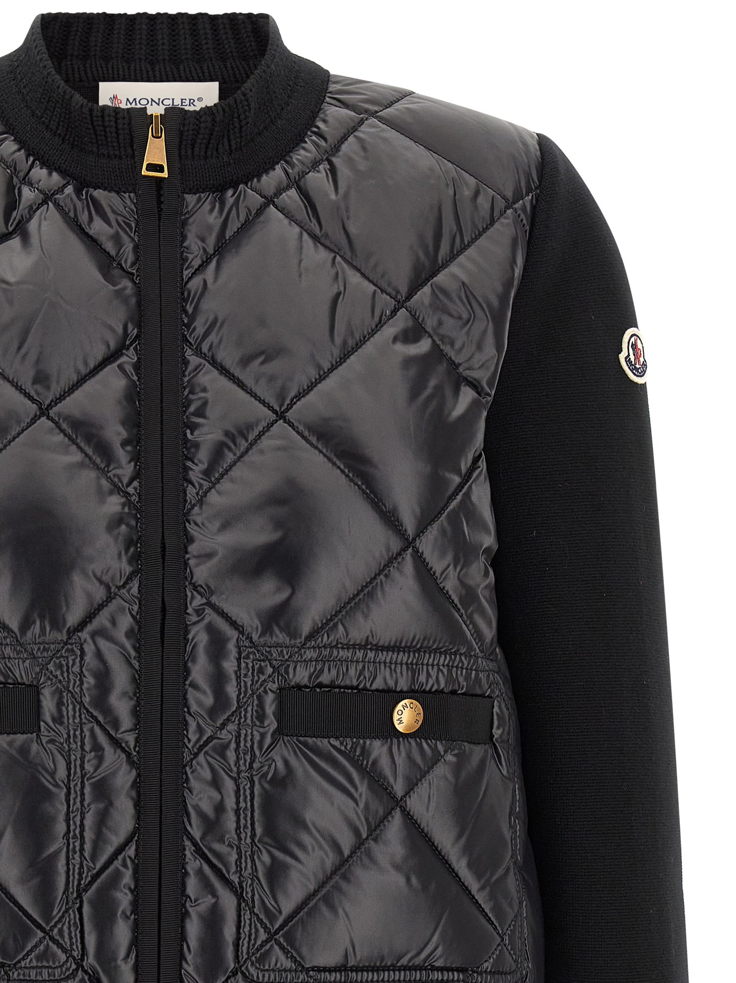 Moncler Schwarzer Cardigan aus Polyamid