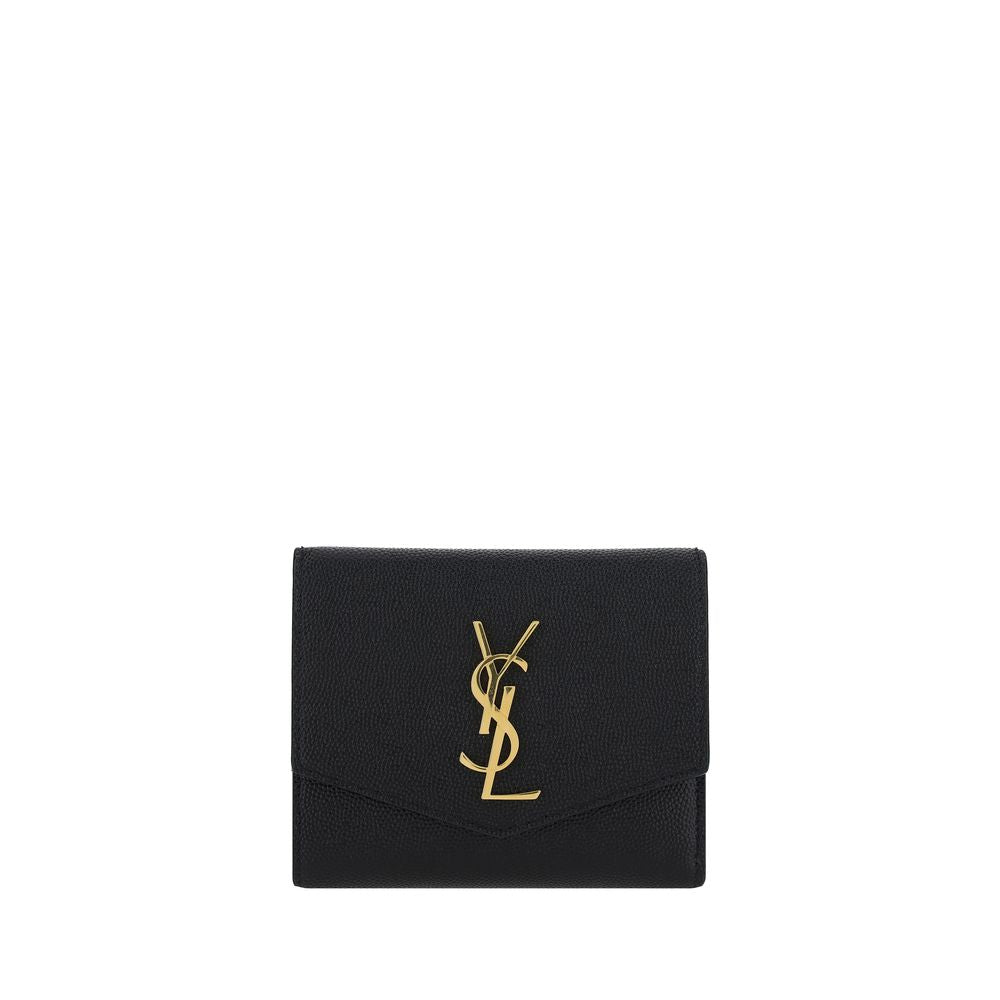 Saint Laurent Schwarzes Kalbsleder Bos Taurus Portemonnaie