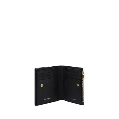 Saint Laurent Schwarzes Kalbsleder Bos Taurus Portemonnaie