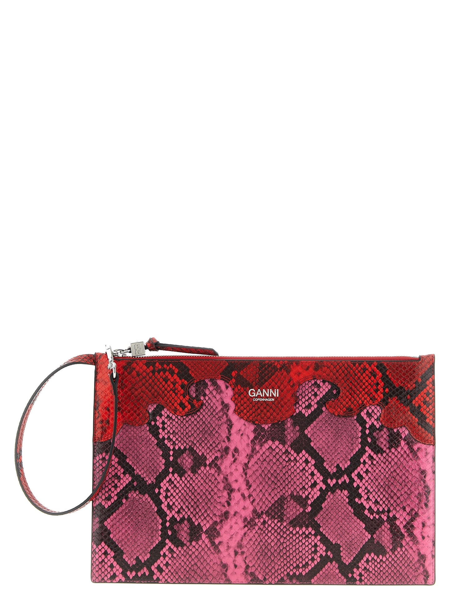 Ganni Fuchsiafarbene Clutch aus Polyester
