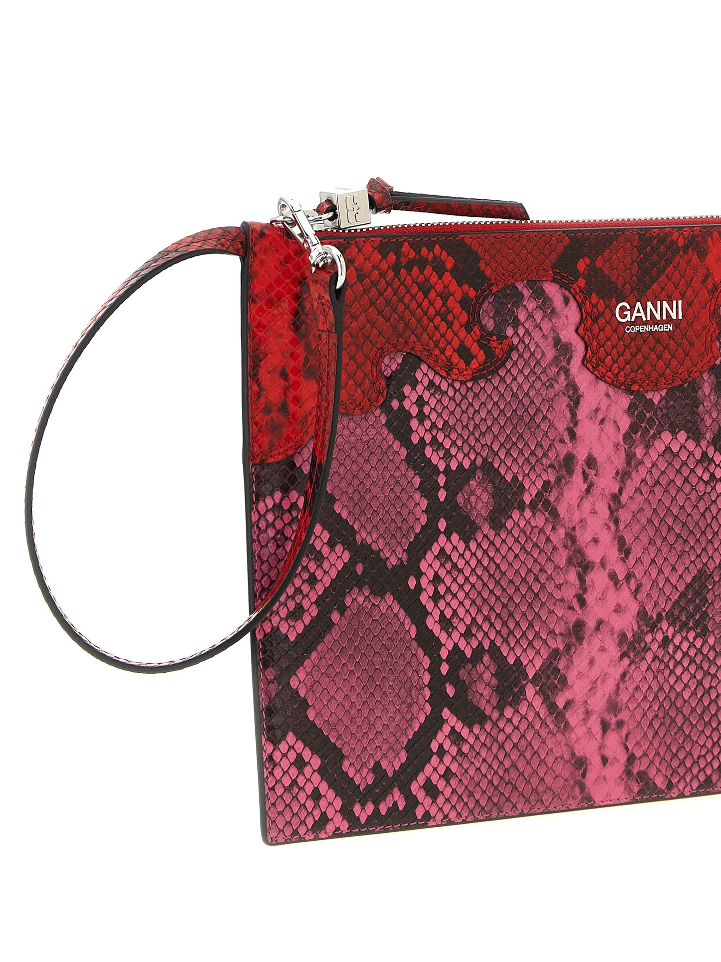 Ganni Fuchsiafarbene Clutch aus Polyester