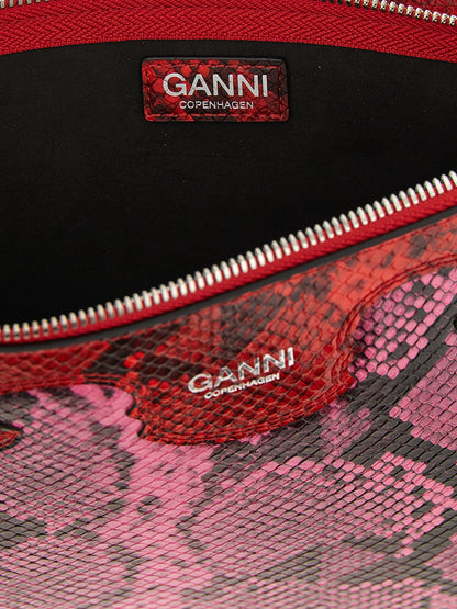 Ganni Fuchsiafarbene Clutch aus Polyester