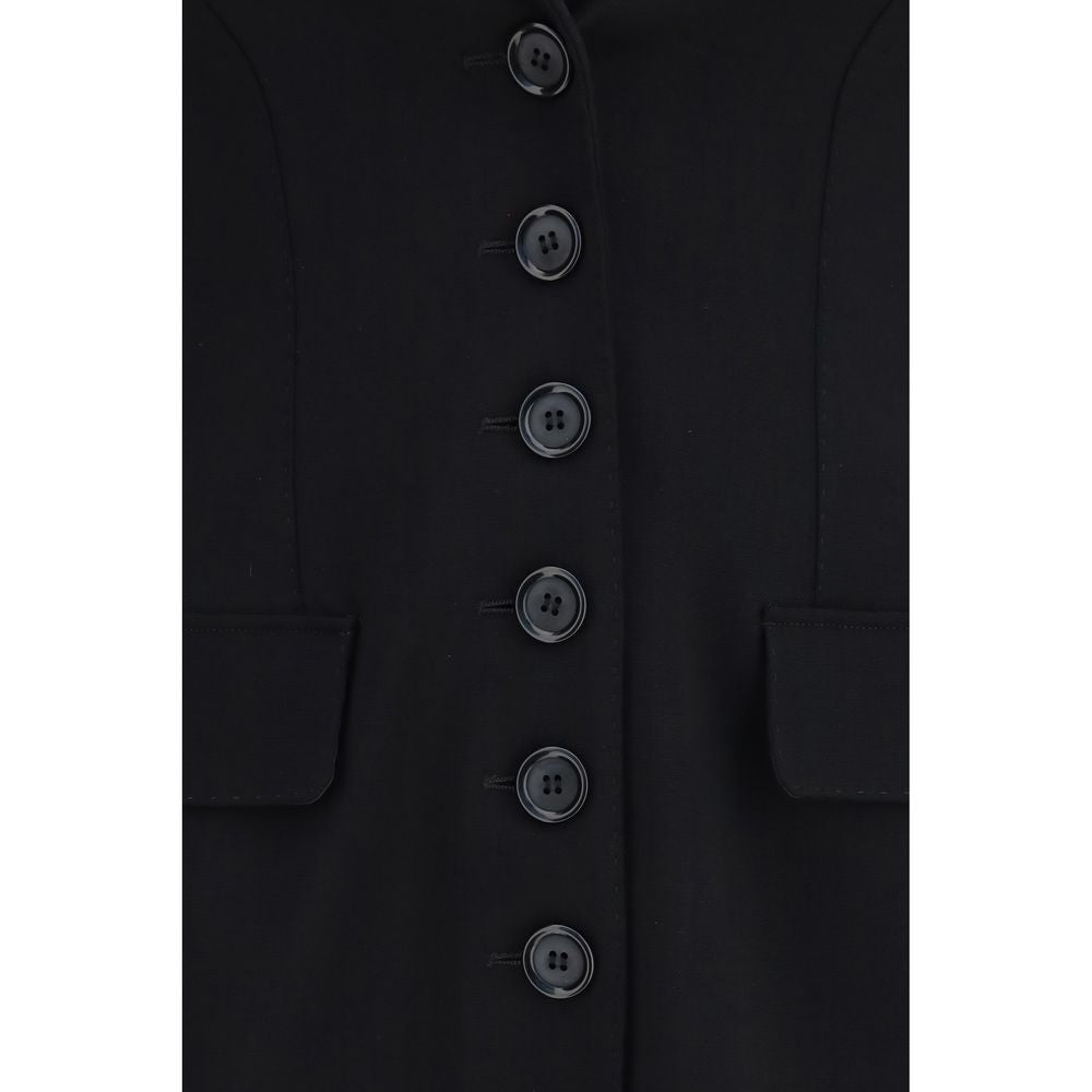 Dolce & Gabbana Schwarze Oves Aries Wolljacke in voller Länge