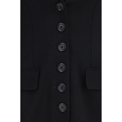 Dolce & Gabbana Schwarze Oves Aries Wolljacke in voller Länge