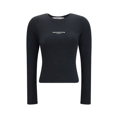Alexander Wang Schwarzes Langarm-T-Shirt aus Baumwolle