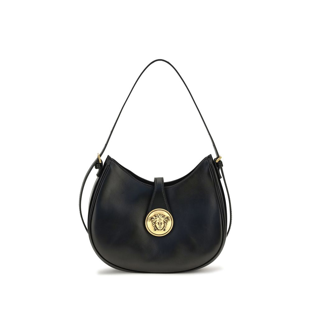 Versace Schwarze Bos Taurus Kalbsleder Schultertasche