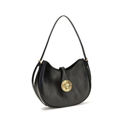 Versace Schwarze Bos Taurus Kalbsleder Schultertasche
