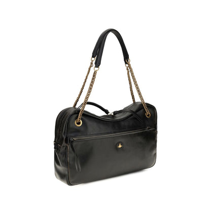 Vivienne Westwood Schwarze Bos Taurus Kalbsleder Schultertasche