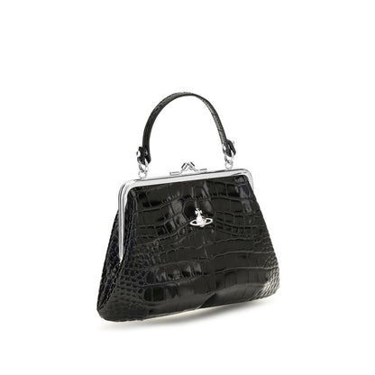 Vivienne Westwood Schwarze Bos Taurus Kalbsleder Schultertasche