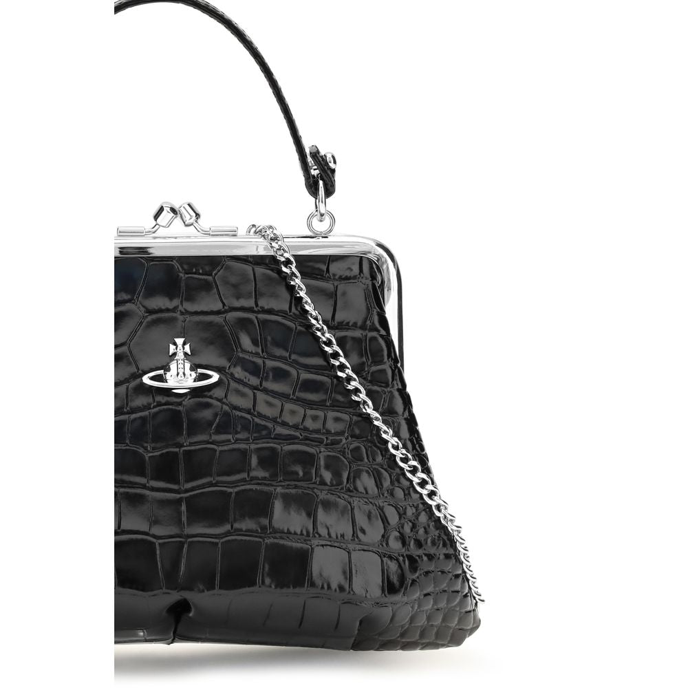 Vivienne Westwood Schwarze Bos Taurus Kalbsleder Schultertasche